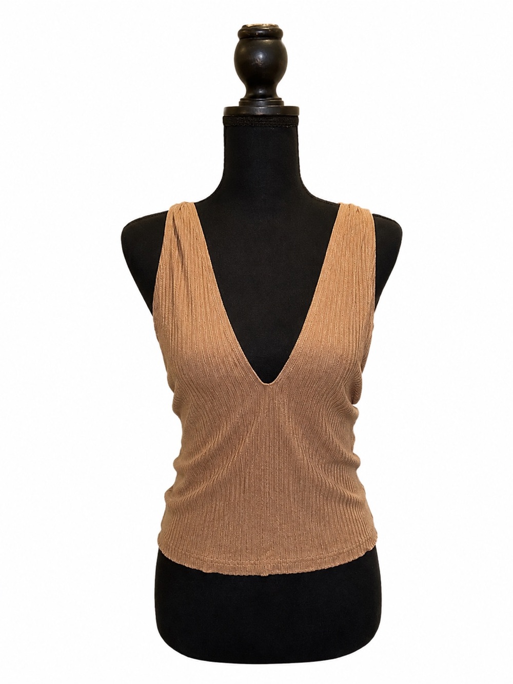 NWT REFORMATION BROWN RIBBED V NECK RAVEL TOP